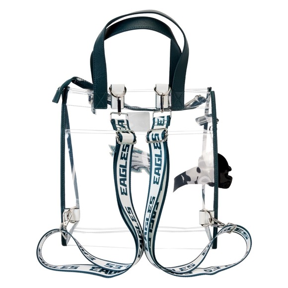 NFL Philadelphia Eagles Clear Convertible Backpack & Tote Crossbody Stadium Bag